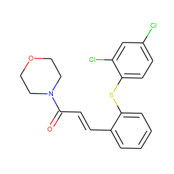 O=C(/C=C/c1ccccc1Sc1ccc(Cl)cc1Cl)N1CCOCC1 ZINC000013814767