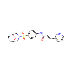 O=C(/C=C/c1cccnc1)Nc1ccc(S(=O)(=O)N2C[C@@H]3CC[C@H](C2)O3)cc1 ZINC001772578940