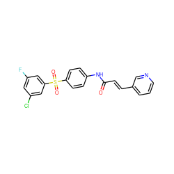 O=C(/C=C/c1cccnc1)Nc1ccc(S(=O)(=O)c2cc(F)cc(Cl)c2)cc1 ZINC000142191427