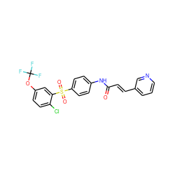 O=C(/C=C/c1cccnc1)Nc1ccc(S(=O)(=O)c2cc(OC(F)(F)F)ccc2Cl)cc1 ZINC000205364840