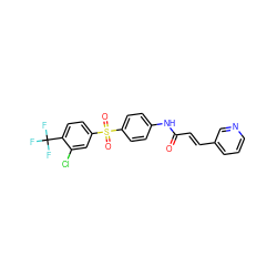 O=C(/C=C/c1cccnc1)Nc1ccc(S(=O)(=O)c2ccc(C(F)(F)F)c(Cl)c2)cc1 ZINC000224963887