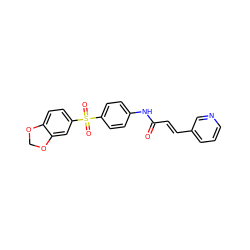 O=C(/C=C/c1cccnc1)Nc1ccc(S(=O)(=O)c2ccc3c(c2)OCO3)cc1 ZINC000225940663