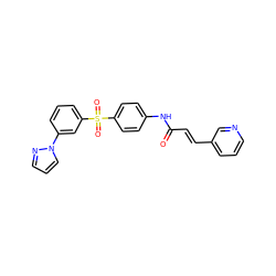 O=C(/C=C/c1cccnc1)Nc1ccc(S(=O)(=O)c2cccc(-n3cccn3)c2)cc1 ZINC000142925910