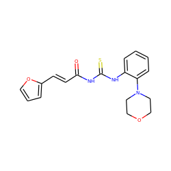 O=C(/C=C/c1ccco1)NC(=S)Nc1ccccc1N1CCOCC1 ZINC000001096067