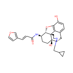 O=C(/C=C/c1ccoc1)N[C@@H]1CC[C@@]2(O)[C@H]3Cc4ccc(O)c5c4[C@@]2(CCN3CC2CC2)[C@H]1O5 ZINC000045484418