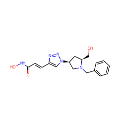 O=C(/C=C/c1cn([C@H]2C[C@@H](CO)N(Cc3ccccc3)C2)nn1)NO ZINC000653717447