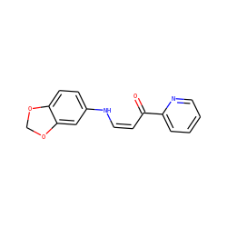 O=C(/C=C\Nc1ccc2c(c1)OCO2)c1ccccn1 ZINC000013131031