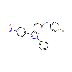 O=C(/C=C\c1cn(-c2ccccc2)nc1-c1ccc([N+](=O)[O-])cc1)Nc1ccc(Br)cc1 ZINC000084758080