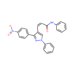 O=C(/C=C\c1cn(-c2ccccc2)nc1-c1ccc([N+](=O)[O-])cc1)Nc1ccccc1 ZINC000084654160