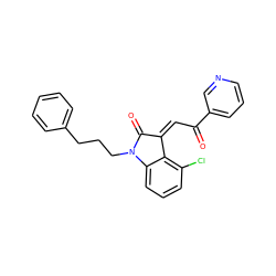 O=C(/C=C1/C(=O)N(CCCc2ccccc2)c2cccc(Cl)c21)c1cccnc1 ZINC000101412721