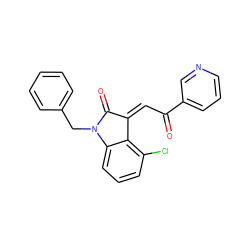 O=C(/C=C1/C(=O)N(Cc2ccccc2)c2cccc(Cl)c21)c1cccnc1 ZINC000101412649