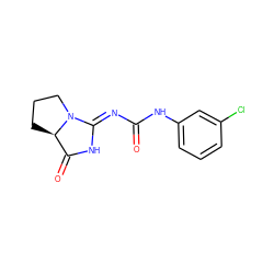 O=C(/N=C1\NC(=O)[C@H]2CCCN12)Nc1cccc(Cl)c1 ZINC000028569764