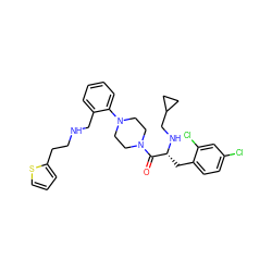 O=C([C@@H](Cc1ccc(Cl)cc1Cl)NCC1CC1)N1CCN(c2ccccc2CNCCc2cccs2)CC1 ZINC000028477752