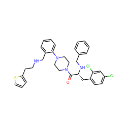 O=C([C@@H](Cc1ccc(Cl)cc1Cl)NCc1ccccc1)N1CCN(c2ccccc2CNCCc2cccs2)CC1 ZINC000028522040