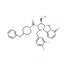 O=C([C@@H]1[C@@H](CO)[C@@H]2Cn3c(cccc3=O)[C@@H]2N1Cc1ccc(Cl)c(Cl)c1)N1CCC(Cc2ccccc2)CC1 ZINC000042834743