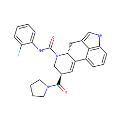 O=C([C@@H]1C=C2c3cccc4[nH]cc(c34)C[C@H]2N(C(=O)Nc2ccccc2F)C1)N1CCCC1 ZINC000072177902