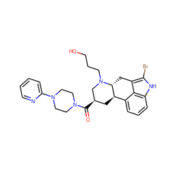 O=C([C@@H]1C[C@@H]2c3cccc4[nH]c(Br)c(c34)C[C@H]2N(CCCO)C1)N1CCN(c2ccccn2)CC1 ZINC000029038682