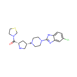 O=C([C@@H]1C[C@H](N2CCN(c3nc4cc(Cl)ccc4[nH]3)CC2)CN1)N1CCSC1 ZINC000084687266
