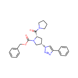 O=C([C@@H]1C[C@H](n2cc(-c3ccccc3)nn2)CN1C(=O)OCc1ccccc1)N1CCCC1 ZINC000095572872