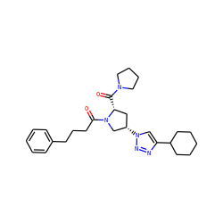 O=C([C@@H]1C[C@H](n2cc(C3CCCCC3)nn2)CN1C(=O)CCCc1ccccc1)N1CCCC1 ZINC000095571699