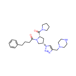 O=C([C@@H]1C[C@H](n2cc(CN3CCNCC3)nn2)CN1C(=O)CCCc1ccccc1)N1CCCC1 ZINC000095579227