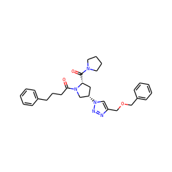 O=C([C@@H]1C[C@H](n2cc(COCc3ccccc3)nn2)CN1C(=O)CCCc1ccccc1)N1CCCC1 ZINC000095574617