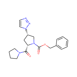 O=C([C@@H]1C[C@H](n2ccnn2)CN1C(=O)OCc1ccccc1)N1CCCC1 ZINC000095573302