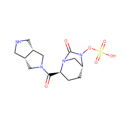 O=C([C@@H]1CC[C@@H]2CN1C(=O)N2OS(=O)(=O)O)N1C[C@@H]2CNC[C@@H]2C1 ZINC000096168604