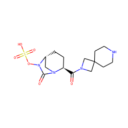 O=C([C@@H]1CC[C@@H]2CN1C(=O)N2OS(=O)(=O)O)N1CC2(CCNCC2)C1 ZINC000096168603