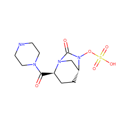 O=C([C@@H]1CC[C@@H]2CN1C(=O)N2OS(=O)(=O)O)N1CCNCC1 ZINC000096168602