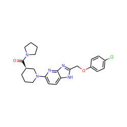 O=C([C@@H]1CCCN(c2ccc3[nH]c(COc4ccc(Cl)cc4)nc3n2)C1)N1CCCC1 ZINC000221393425