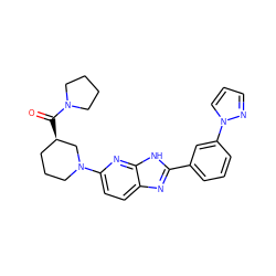 O=C([C@@H]1CCCN(c2ccc3nc(-c4cccc(-n5cccn5)c4)[nH]c3n2)C1)N1CCCC1 ZINC001772641649