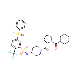 O=C([C@@H]1CCCN1C(=O)C1CCCCC1)N1CCC(NS(=O)(=O)c2cc(S(=O)(=O)c3ccccc3)ccc2C(F)(F)F)CC1 ZINC000049898598