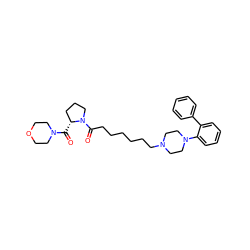 O=C([C@@H]1CCCN1C(=O)CCCCCCN1CCN(c2ccccc2-c2ccccc2)CC1)N1CCOCC1 ZINC000299862191