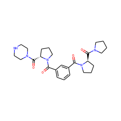 O=C([C@@H]1CCCN1C(=O)c1cccc(C(=O)N2CCC[C@@H]2C(=O)N2CCCC2)c1)N1CCNCC1 ZINC000027522086