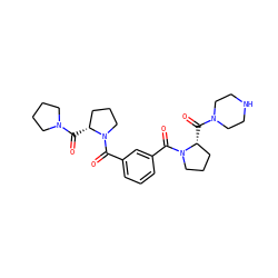 O=C([C@@H]1CCCN1C(=O)c1cccc(C(=O)N2CCC[C@H]2C(=O)N2CCNCC2)c1)N1CCCC1 ZINC000013528061