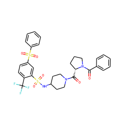 O=C([C@@H]1CCCN1C(=O)c1ccccc1)N1CCC(NS(=O)(=O)c2cc(S(=O)(=O)c3ccccc3)ccc2C(F)(F)F)CC1 ZINC000049899454