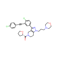 O=C([C@@H]1CCCO1)N1CCc2c(c(-c3ccc(Cl)c(C#Cc4ccc(Cl)cc4)c3)nn2CCCN2CCOCC2)C1 ZINC000049695165