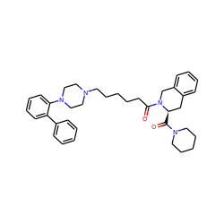 O=C([C@@H]1Cc2ccccc2CN1C(=O)CCCCCN1CCN(c2ccccc2-c2ccccc2)CC1)N1CCCCC1 ZINC000299858297