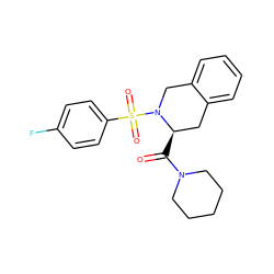 O=C([C@@H]1Cc2ccccc2CN1S(=O)(=O)c1ccc(F)cc1)N1CCCCC1 ZINC000000869213