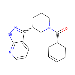 O=C([C@H]1CC=CCC1)N1CCC[C@@H](c2n[nH]c3ncccc23)C1 ZINC000013266710