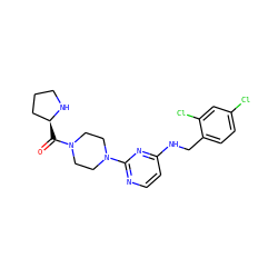 O=C([C@H]1CCCN1)N1CCN(c2nccc(NCc3ccc(Cl)cc3Cl)n2)CC1 ZINC000028563239