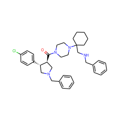 O=C([C@H]1CN(Cc2ccccc2)C[C@@H]1c1ccc(Cl)cc1)N1CCN(C2(CNCc3ccccc3)CCCCC2)CC1 ZINC000028953878