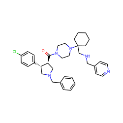 O=C([C@H]1CN(Cc2ccccc2)C[C@@H]1c1ccc(Cl)cc1)N1CCN(C2(CNCc3ccncc3)CCCCC2)CC1 ZINC000028953942