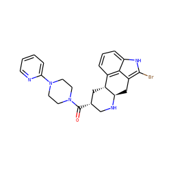 O=C([C@H]1CN[C@@H]2Cc3c(Br)[nH]c4cccc(c34)[C@H]2C1)N1CCN(c2ccccn2)CC1 ZINC000029038661