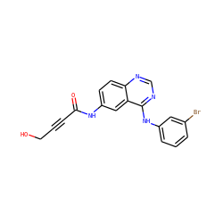 O=C(C#CCO)Nc1ccc2ncnc(Nc3cccc(Br)c3)c2c1 ZINC000013863668