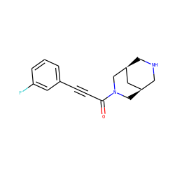 O=C(C#Cc1cccc(F)c1)N1C[C@@H]2CNC[C@@H](C2)C1 ZINC000103239139
