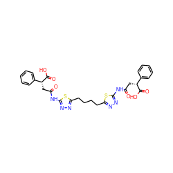 O=C(C[C@@H](C(=O)O)c1ccccc1)Nc1nnc(CCCCc2nnc(NC(=O)C[C@@H](C(=O)O)c3ccccc3)s2)s1 ZINC000169697951