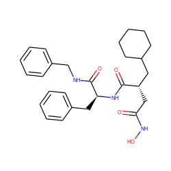 O=C(C[C@@H](CC1CCCCC1)C(=O)N[C@@H](Cc1ccccc1)C(=O)NCc1ccccc1)NO ZINC000026675484