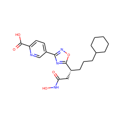 O=C(C[C@@H](CCCC1CCCCC1)c1nc(-c2ccc(C(=O)O)nc2)no1)NO ZINC000028701825